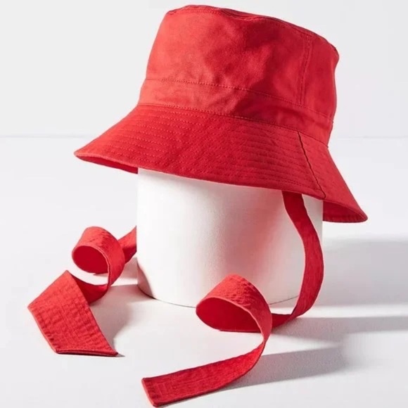 NWT Anthropologie Red  Bow-Tie Bucket Hat new